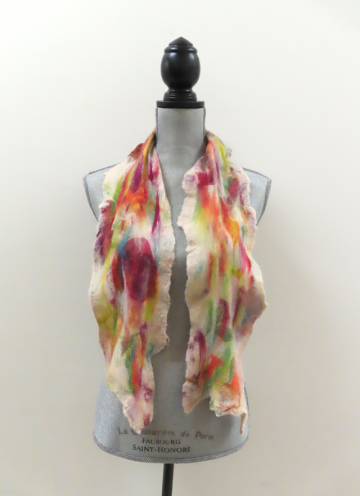 Hot Orange and Pink Felted Silk Scarf